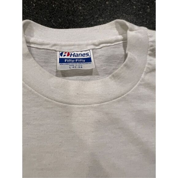 Vintage Rare HANES FISH  LOGO single stitch T-shirt size L made in USA - Picture 9 of 9